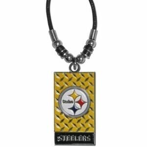 NFL Steelers Licensed Diamond Plate Rope Necklace, 20-Inch Pittsburgh Football